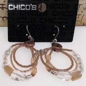 Chico's Clear, Coppe and Brown Orbital Philomene Earrings